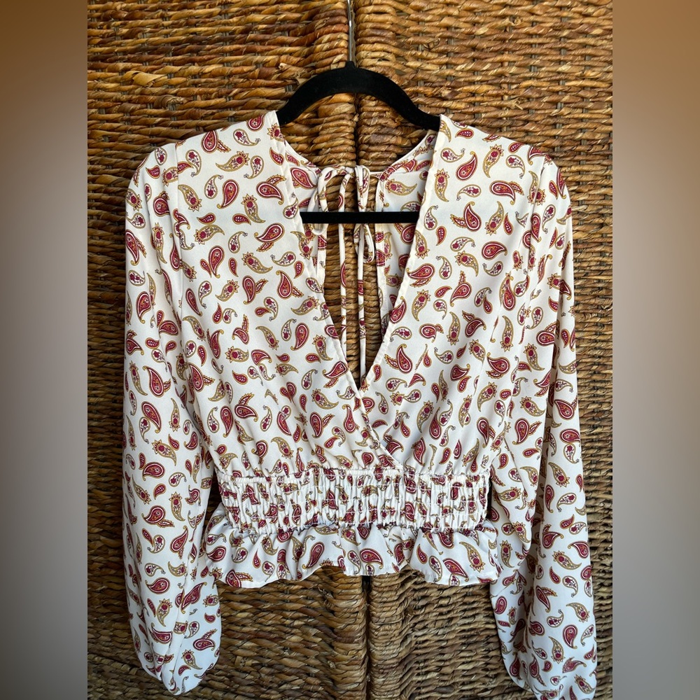 Paisley long sleeve crop top